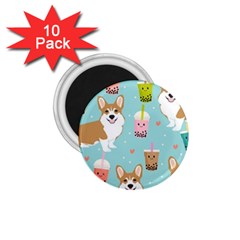 Welsh Corgi Boba Tea Bubble Cute Kawaii Dog Breed 1 75  Magnets (10 Pack)  by Wav3s