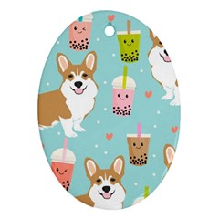 Welsh Corgi Boba Tea Bubble Cute Kawaii Dog Breed Ornament (oval) by Wav3s