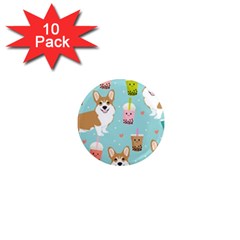 Welsh Corgi Boba Tea Bubble Cute Kawaii Dog Breed 1  Mini Magnet (10 Pack)  by Wav3s