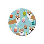 Welsh Corgi Boba Tea Bubble Cute Kawaii Dog Breed Rubber Coaster (Round) Front