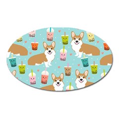 Welsh Corgi Boba Tea Bubble Cute Kawaii Dog Breed Oval Magnet by Wav3s