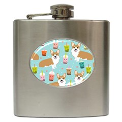 Welsh Corgi Boba Tea Bubble Cute Kawaii Dog Breed Hip Flask (6 Oz) by Wav3s