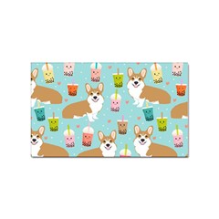 Welsh Corgi Boba Tea Bubble Cute Kawaii Dog Breed Sticker Rectangular (100 Pack) by Wav3s