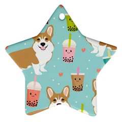 Welsh Corgi Boba Tea Bubble Cute Kawaii Dog Breed Star Ornament (two Sides) by Wav3s