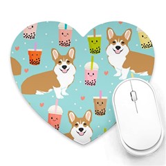 Welsh Corgi Boba Tea Bubble Cute Kawaii Dog Breed Heart Mousepad by Wav3s