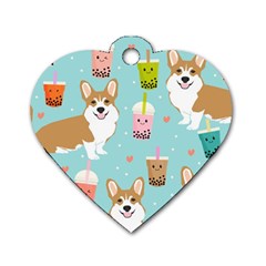 Welsh Corgi Boba Tea Bubble Cute Kawaii Dog Breed Dog Tag Heart (one Side) by Wav3s