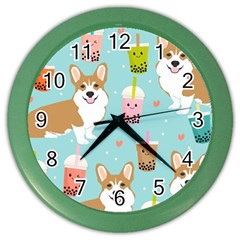 Welsh Corgi Boba Tea Bubble Cute Kawaii Dog Breed Color Wall Clock by Wav3s