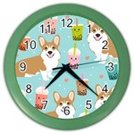 Welsh Corgi Boba Tea Bubble Cute Kawaii Dog Breed Color Wall Clock Front