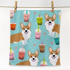 Welsh Corgi Boba Tea Bubble Cute Kawaii Dog Breed Face Towel by Wav3s