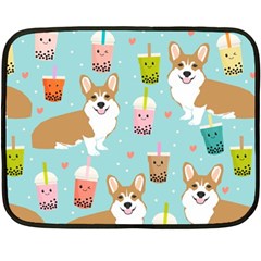 Welsh Corgi Boba Tea Bubble Cute Kawaii Dog Breed Two Sides Fleece Blanket (mini) by Wav3s