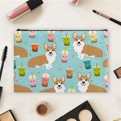 Welsh Corgi Boba Tea Bubble Cute Kawaii Dog Breed Cosmetic Bag (large) by Wav3s