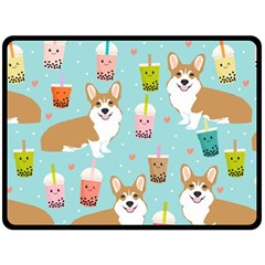 Welsh Corgi Boba Tea Bubble Cute Kawaii Dog Breed Fleece Blanket (large) by Wav3s