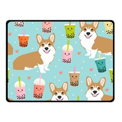 Welsh Corgi Boba Tea Bubble Cute Kawaii Dog Breed Fleece Blanket (small) by Wav3s