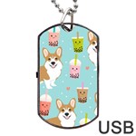 Welsh Corgi Boba Tea Bubble Cute Kawaii Dog Breed Dog Tag USB Flash (Two Sides) Front