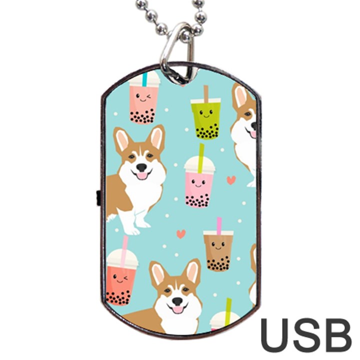 Welsh Corgi Boba Tea Bubble Cute Kawaii Dog Breed Dog Tag USB Flash (Two Sides)