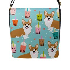 Welsh Corgi Boba Tea Bubble Cute Kawaii Dog Breed Flap Closure Messenger Bag (l) by Wav3s