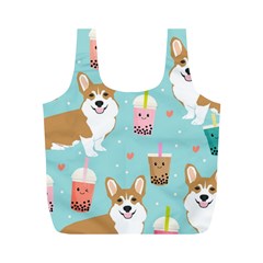 Welsh Corgi Boba Tea Bubble Cute Kawaii Dog Breed Full Print Recycle Bag (m) by Wav3s