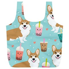 Welsh Corgi Boba Tea Bubble Cute Kawaii Dog Breed Full Print Recycle Bag (xl) by Wav3s