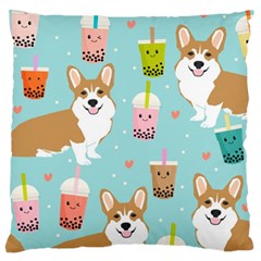 Welsh Corgi Boba Tea Bubble Cute Kawaii Dog Breed Standard Premium Plush Fleece Cushion Case (one Side) by Wav3s