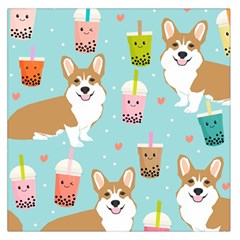 Welsh Corgi Boba Tea Bubble Cute Kawaii Dog Breed Square Satin Scarf (36  X 36 ) by Wav3s