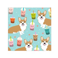 Welsh Corgi Boba Tea Bubble Cute Kawaii Dog Breed Square Satin Scarf (30  X 30 ) by Wav3s