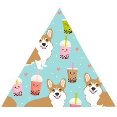 Welsh Corgi Boba Tea Bubble Cute Kawaii Dog Breed Wooden Puzzle Triangle by Wav3s