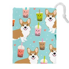 Welsh Corgi Boba Tea Bubble Cute Kawaii Dog Breed Drawstring Pouch (4xl) by Wav3s