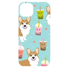 Welsh Corgi Boba Tea Bubble Cute Kawaii Dog Breed Iphone 14 Plus Black Uv Print Case