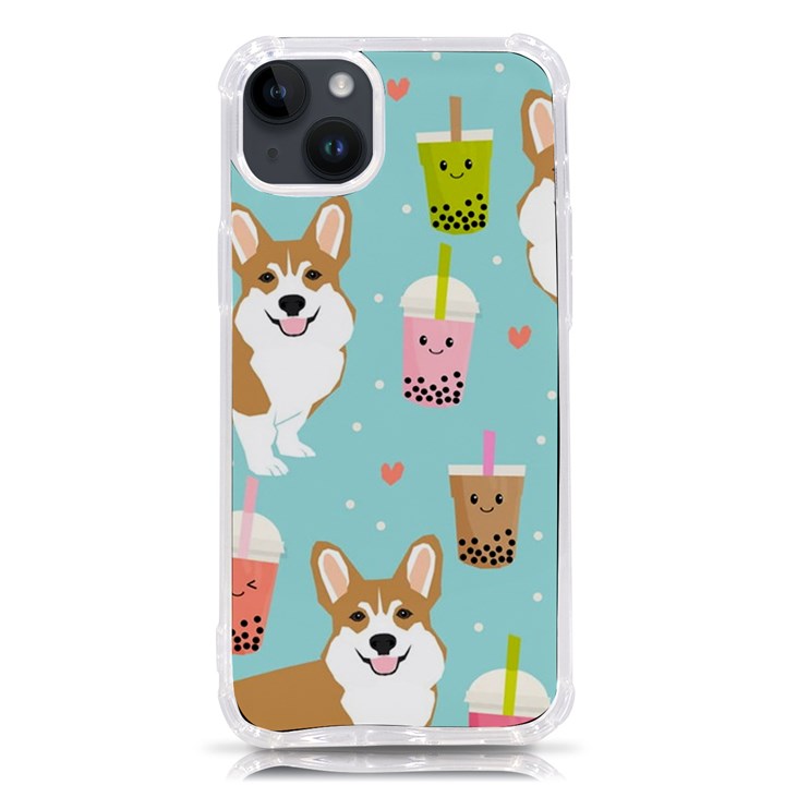 Welsh Corgi Boba Tea Bubble Cute Kawaii Dog Breed iPhone 14 Plus TPU UV Print Case