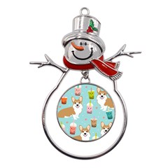 Welsh Corgi Boba Tea Bubble Cute Kawaii Dog Breed Metal Snowman Ornament by Wav3s