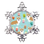 Welsh Corgi Boba Tea Bubble Cute Kawaii Dog Breed Metal Large Snowflake Ornament Front