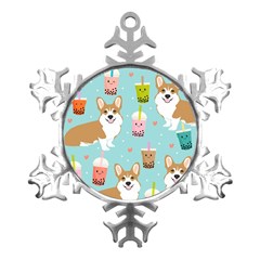 Welsh Corgi Boba Tea Bubble Cute Kawaii Dog Breed Metal Small Snowflake Ornament by Wav3s