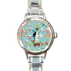 Chihuahua Bubble Kawaii Boba Tea Cute Dog Round Italian Charm Watch by Wav3s