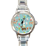 Chihuahua Bubble Kawaii Boba Tea Cute Dog Round Italian Charm Watch Front