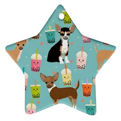 Chihuahua Bubble Kawaii Boba Tea Cute Dog Ornament (star) by Wav3s