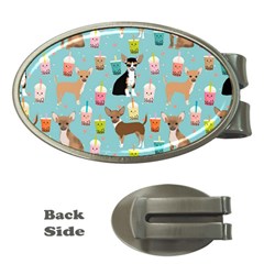 Chihuahua Bubble Kawaii Boba Tea Cute Dog Money Clips (oval)  by Wav3s