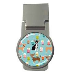 Chihuahua Bubble Kawaii Boba Tea Cute Dog Money Clips (round)  by Wav3s