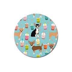 Chihuahua Bubble Kawaii Boba Tea Cute Dog Magnet 3  (round) by Wav3s