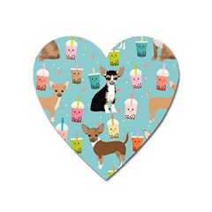 Chihuahua Bubble Kawaii Boba Tea Cute Dog Heart Magnet by Wav3s