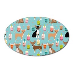 Chihuahua Bubble Kawaii Boba Tea Cute Dog Oval Magnet by Wav3s