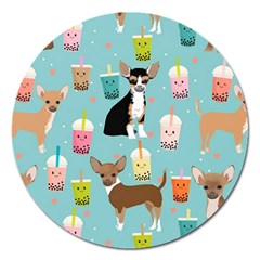 Chihuahua Bubble Kawaii Boba Tea Cute Dog Magnet 5  (round) by Wav3s