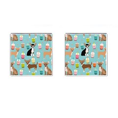 Chihuahua Bubble Kawaii Boba Tea Cute Dog Cufflinks (square) by Wav3s