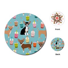 Chihuahua Bubble Kawaii Boba Tea Cute Dog Playing Cards Single Design (round)