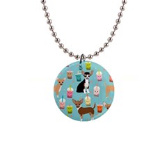 Chihuahua Bubble Kawaii Boba Tea Cute Dog 1  Button Necklace by Wav3s