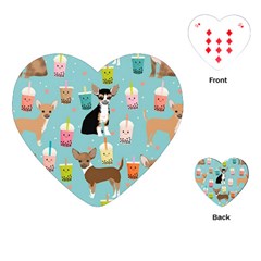 Chihuahua Bubble Kawaii Boba Tea Cute Dog Playing Cards Single Design (heart) by Wav3s