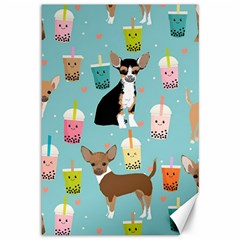 Chihuahua Bubble Kawaii Boba Tea Cute Dog Canvas 12  X 18  by Wav3s