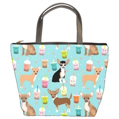 Chihuahua Bubble Kawaii Boba Tea Cute Dog Bucket Bag by Wav3s