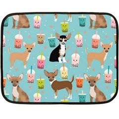 Chihuahua Bubble Kawaii Boba Tea Cute Dog Fleece Blanket (mini) by Wav3s