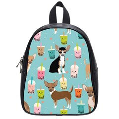 Chihuahua Bubble Kawaii Boba Tea Cute Dog School Bag (small) by Wav3s