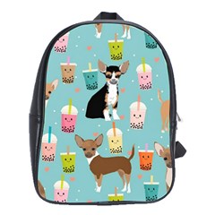 Chihuahua Bubble Kawaii Boba Tea Cute Dog School Bag (large) by Wav3s